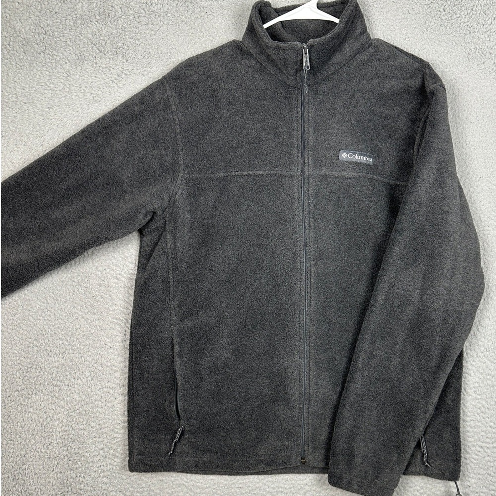 Columbia Jacket Mens Large Steens Mountain Full Zip Grey Fleece Mock Neck Logo